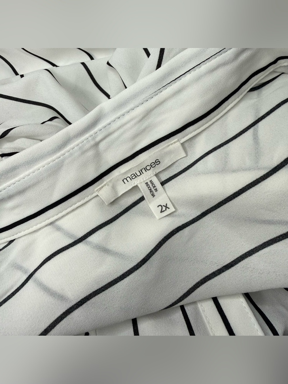 Maurices Striped Button Down Long Sleeve Blouse Size 2X Boho Beach Vacation - Picture 7 of 9